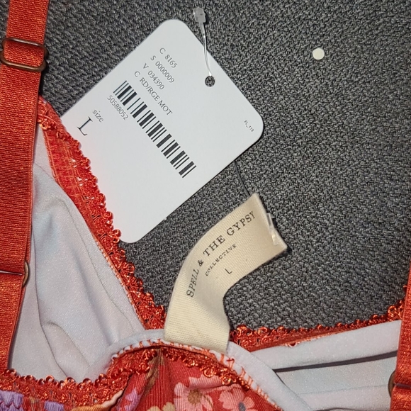 New spell designs FP wild bloom red bralette bra L - Picture 12 of 14